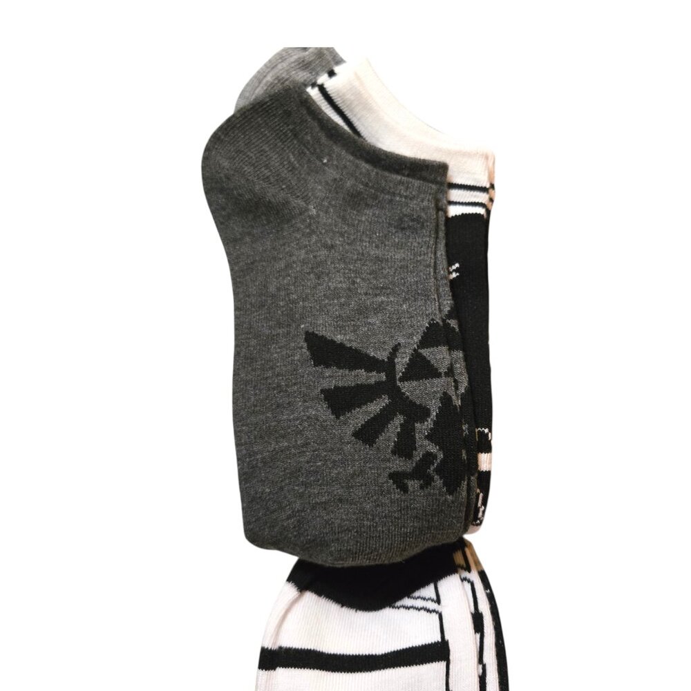 Legend of Zelda No Show Socks Black White Gray Nintendo Gamer Style Size 4‑10 - Picture 6 of 10